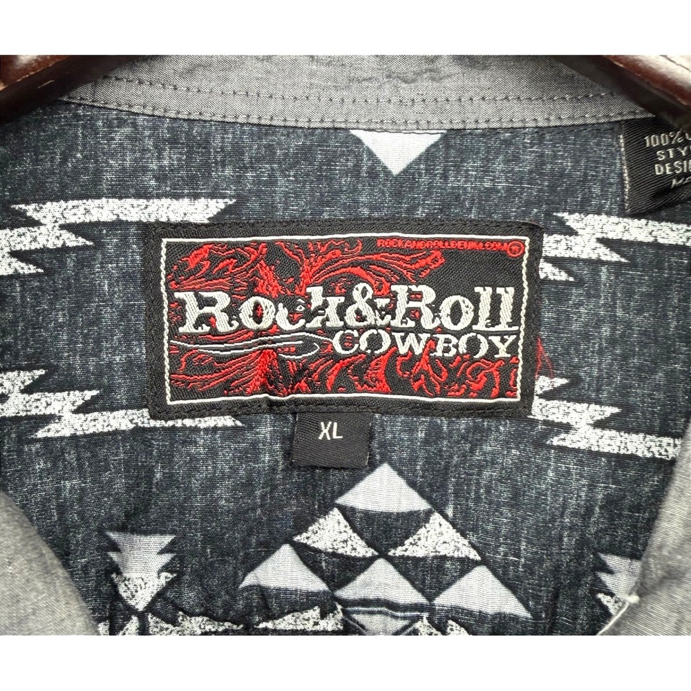 Rock and Roll Cowboy Mens XL Aztec RodeoGeometric Western Pearl Snap Shirt - Picture 2 of 9